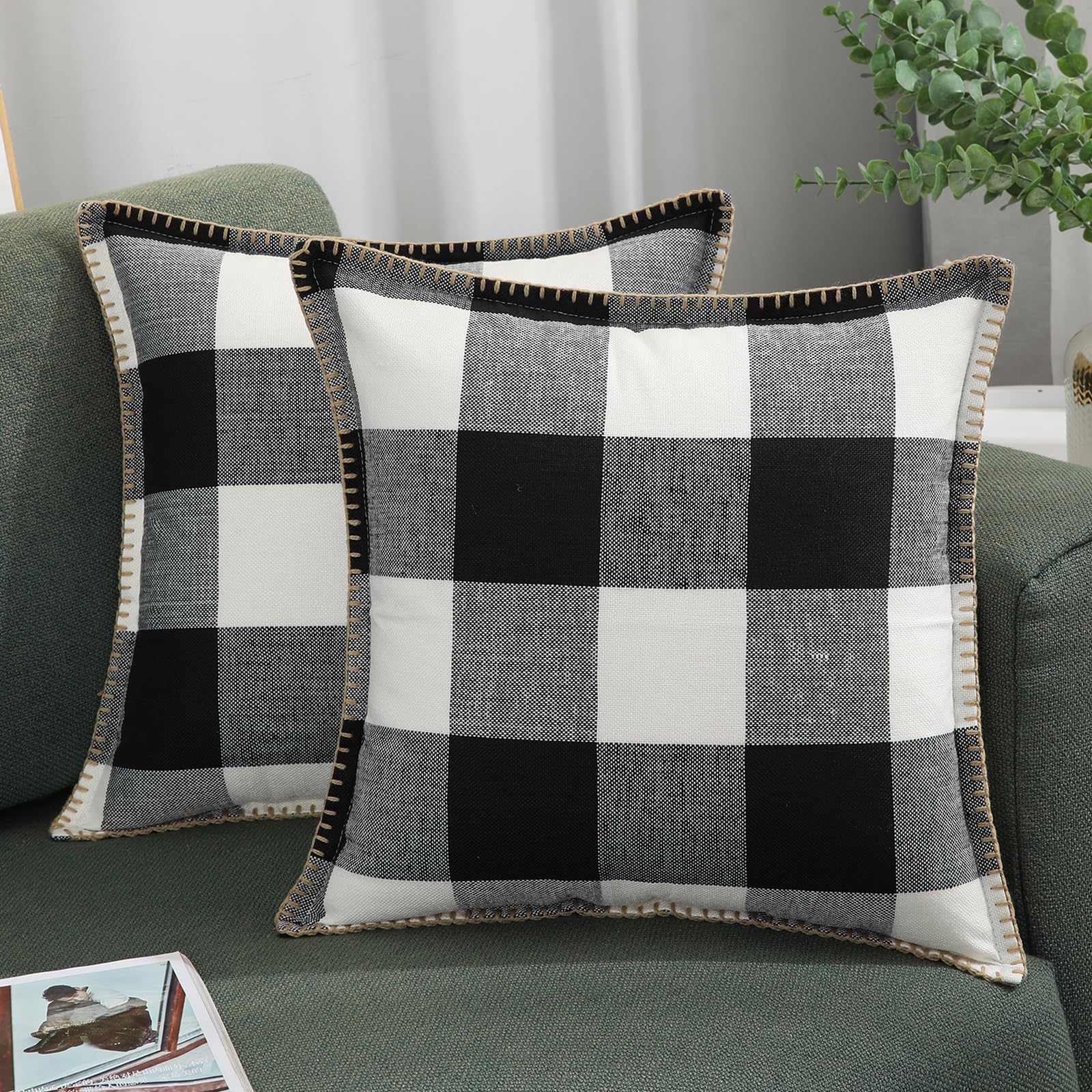 Fall Buffalo Plaid Check Throw Pillow Covers 18x18 Set of 2 All The Fall Things