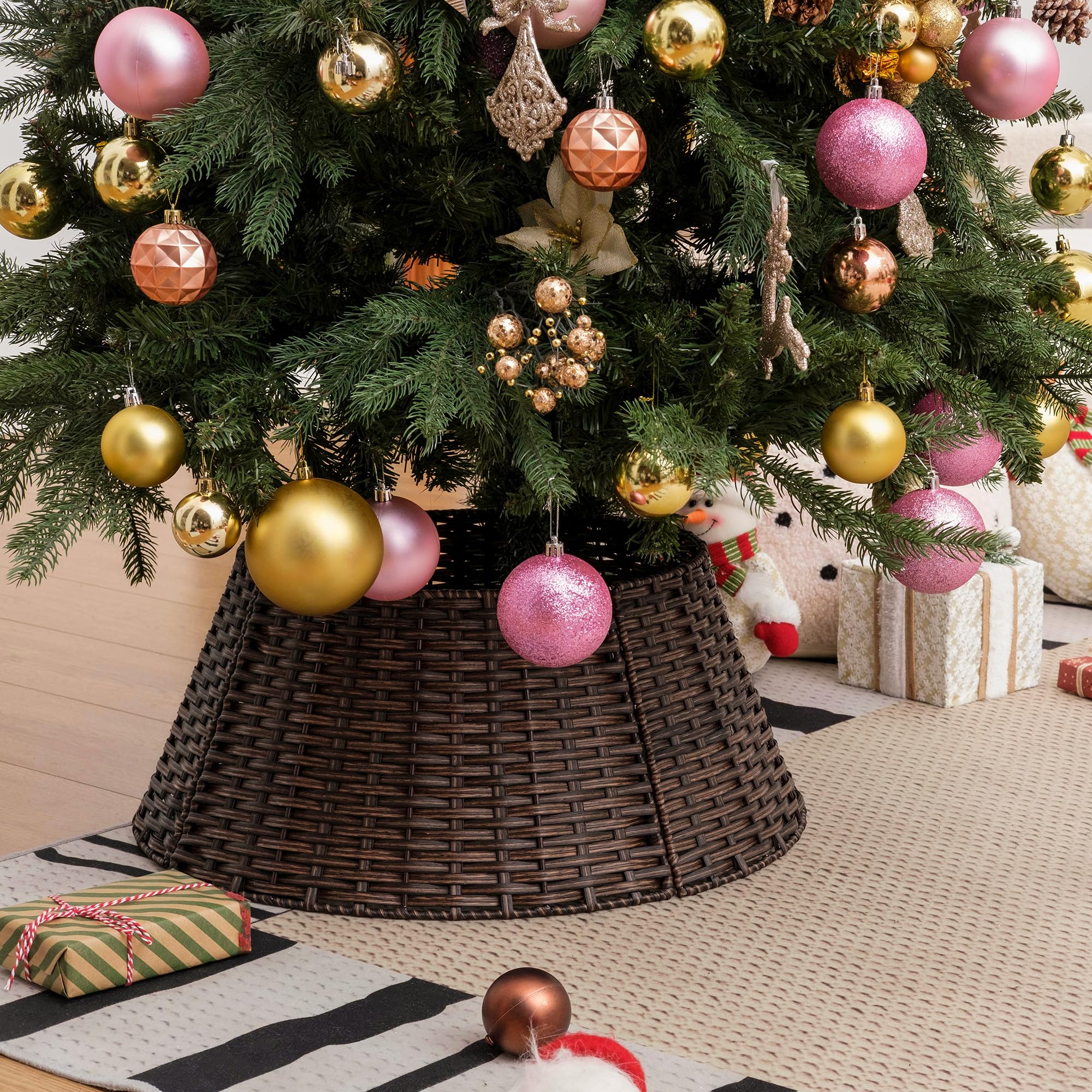 22.5" Brown Wicker Christmas Tree Collar