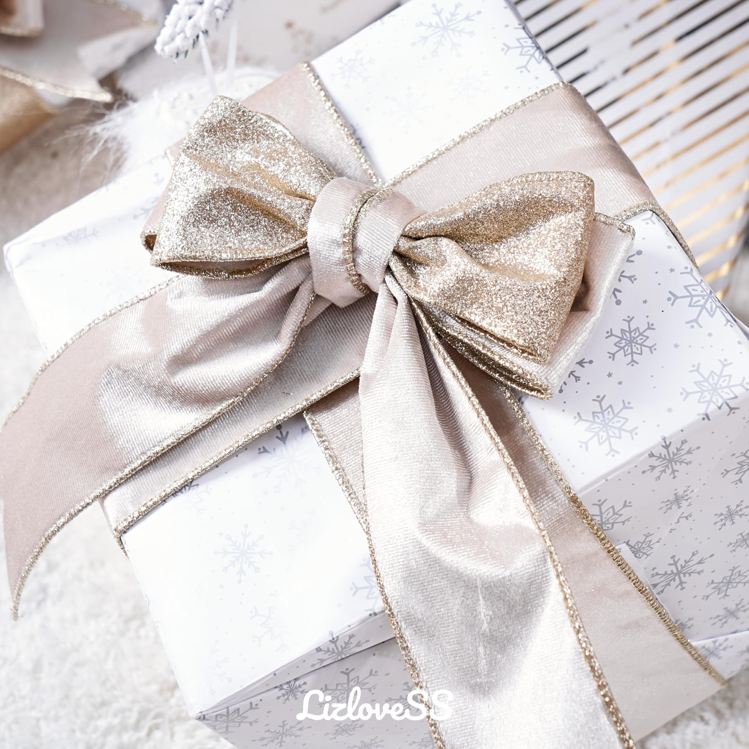 wire champagne ribbon bow
