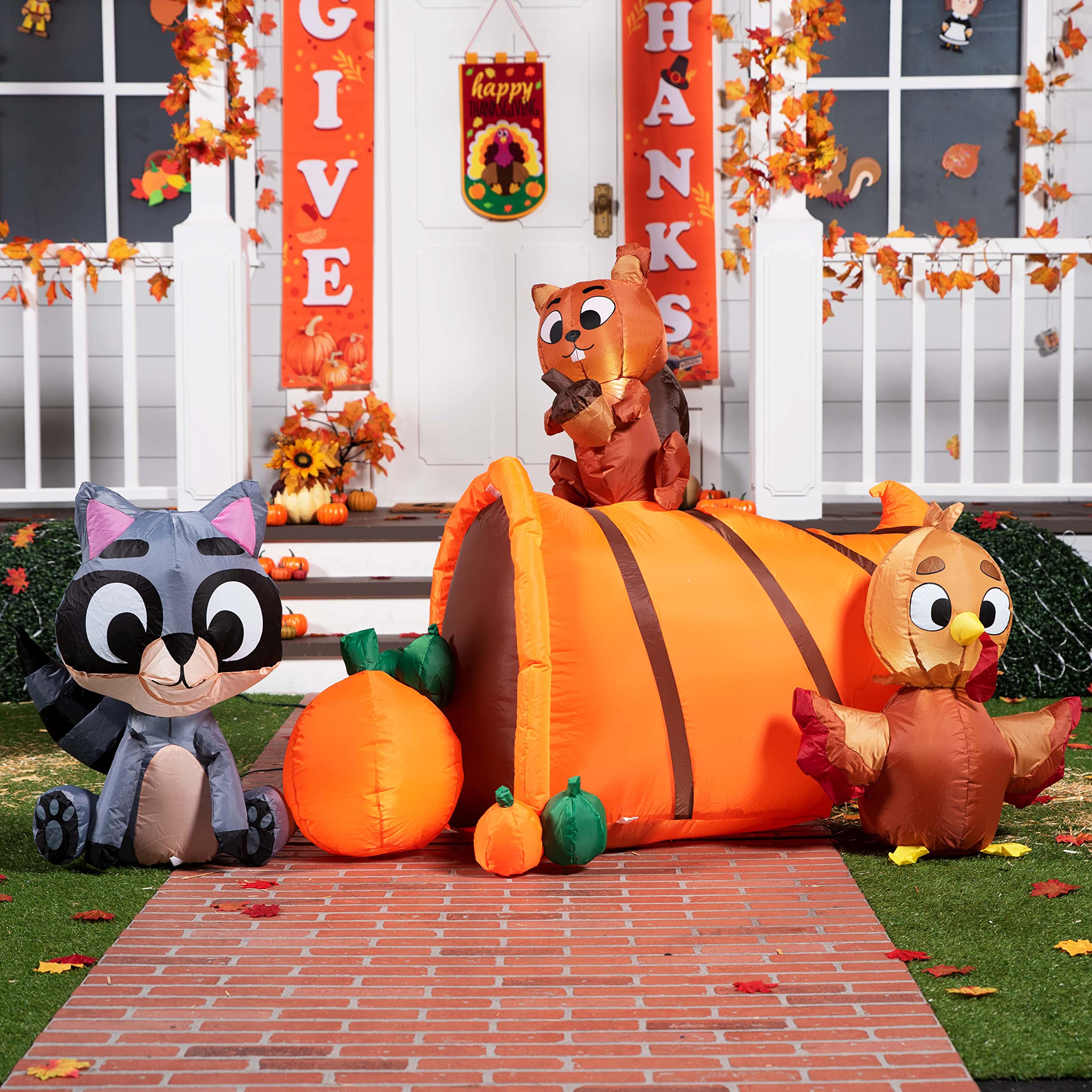 inflatable cornucopia and woodland animals