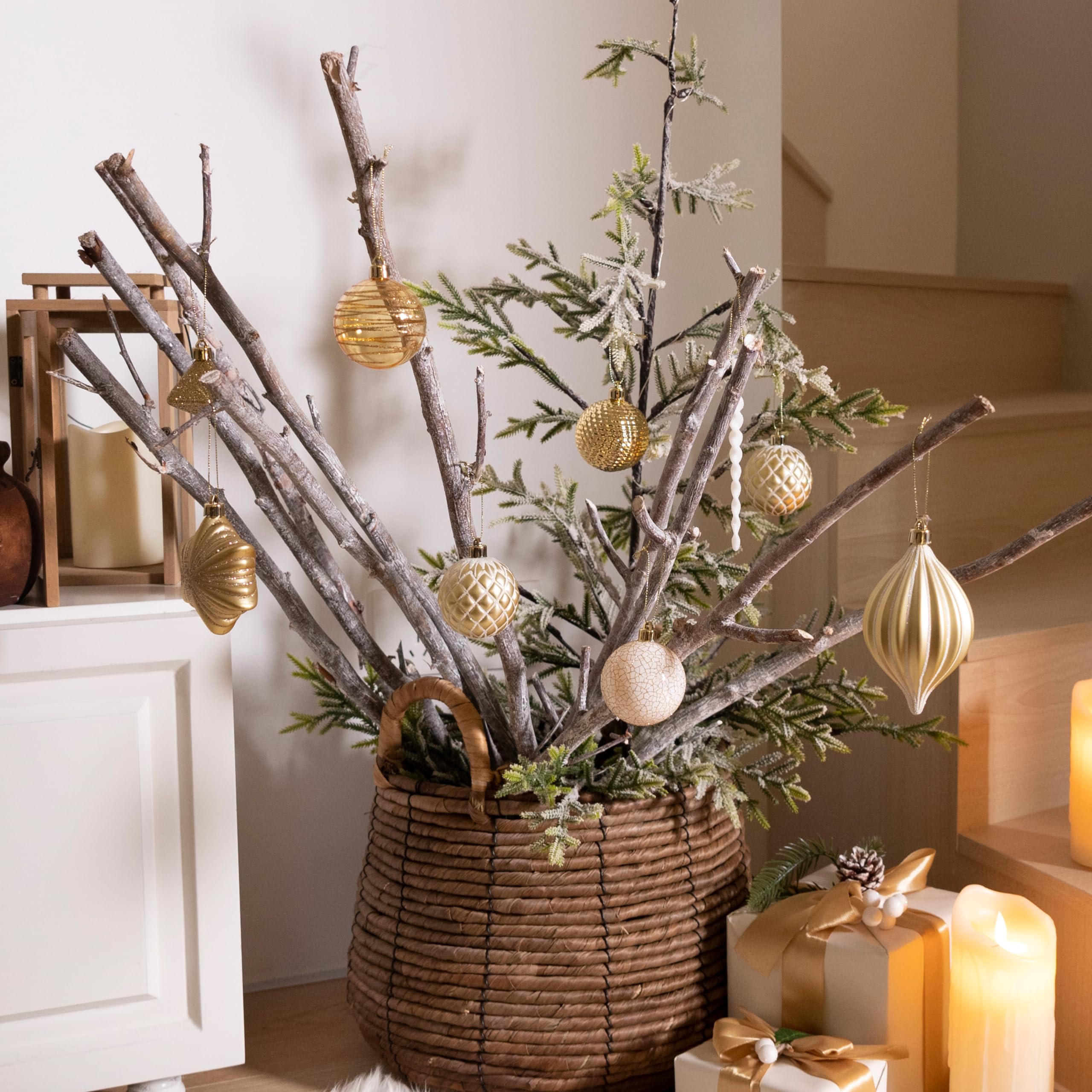 40 Piece Assorted Gold White Christmas Ornaments