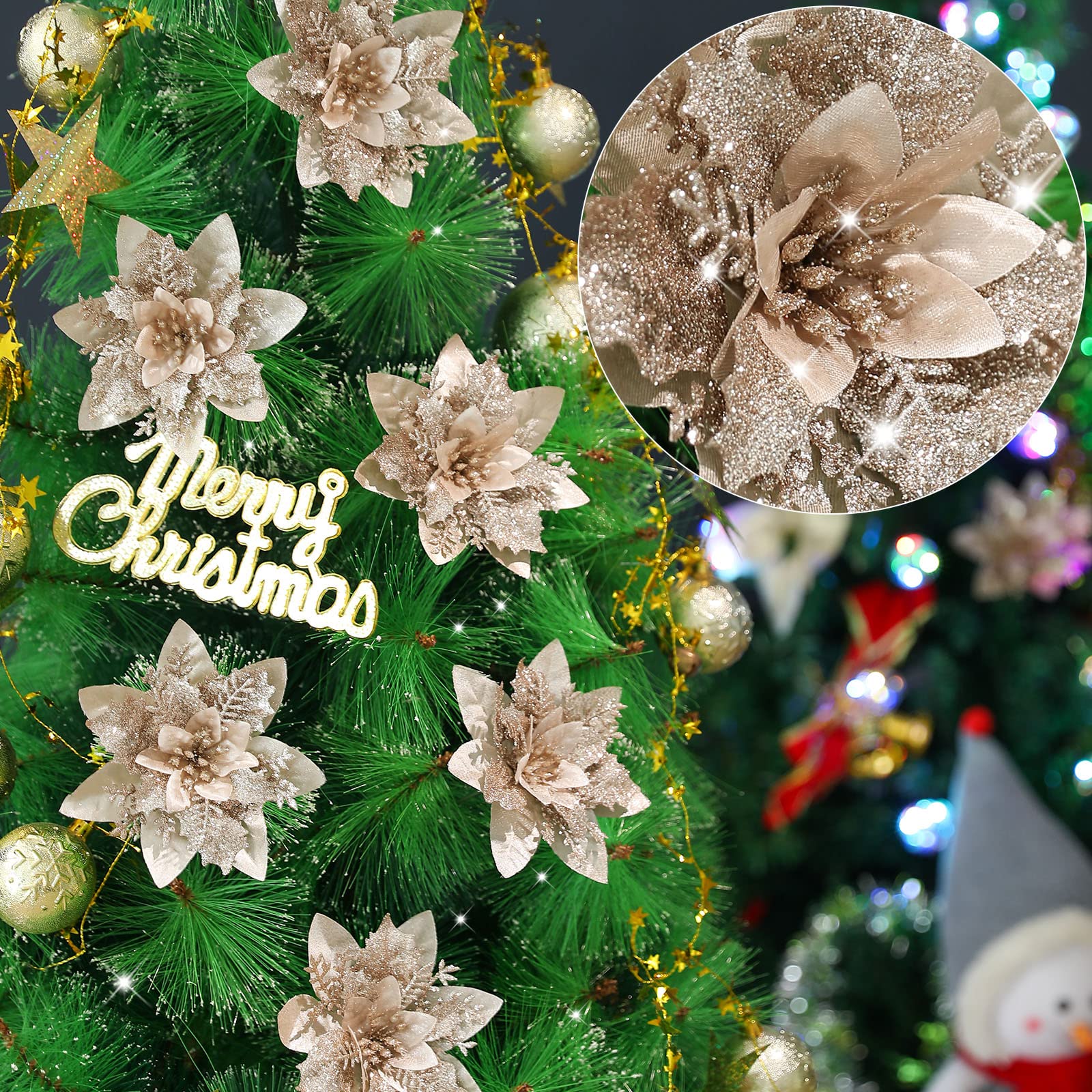 Merry Christmas gold flower decor