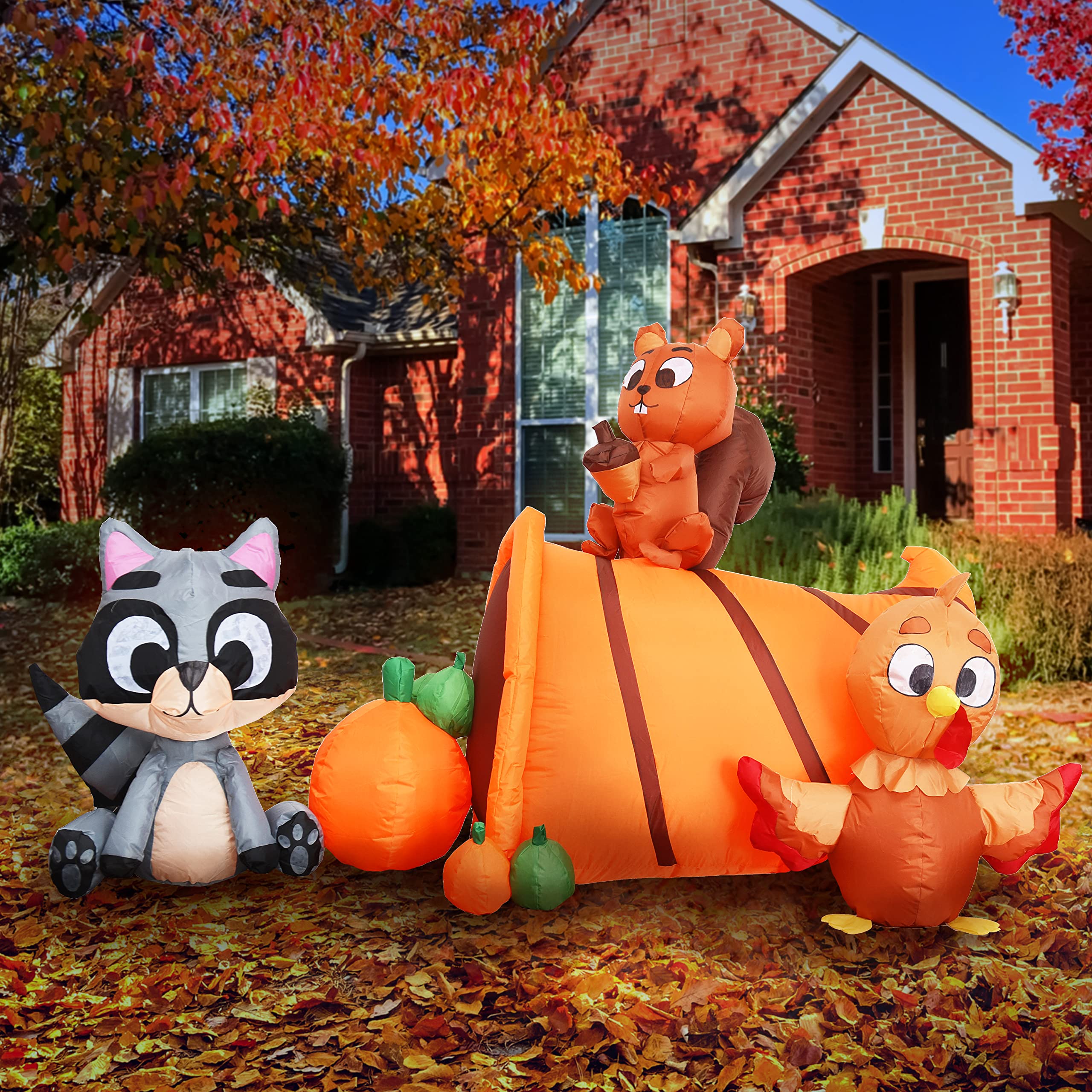7 FT Long Inflatable Woodland Animals and Cornucopia