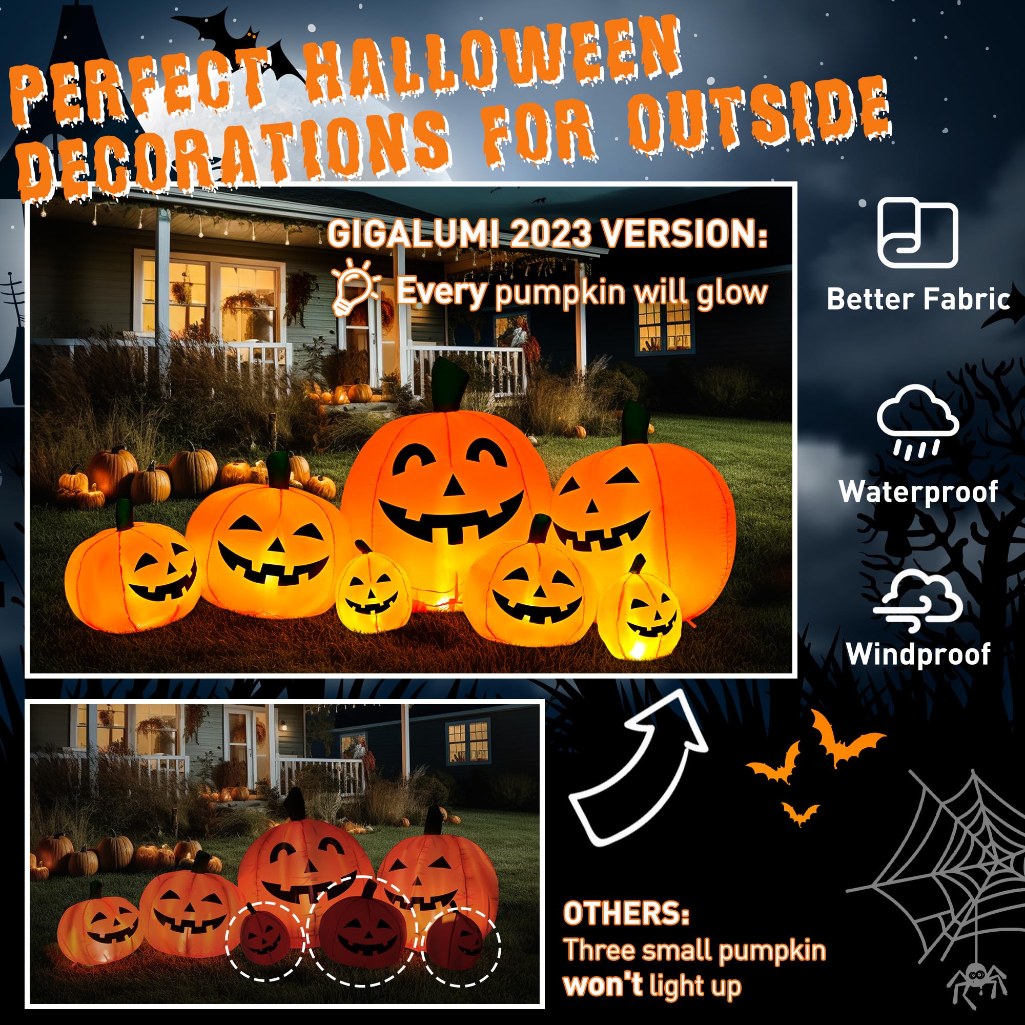 7.5FT Outdoor Halloween Pumpkins Inflatable Decoration