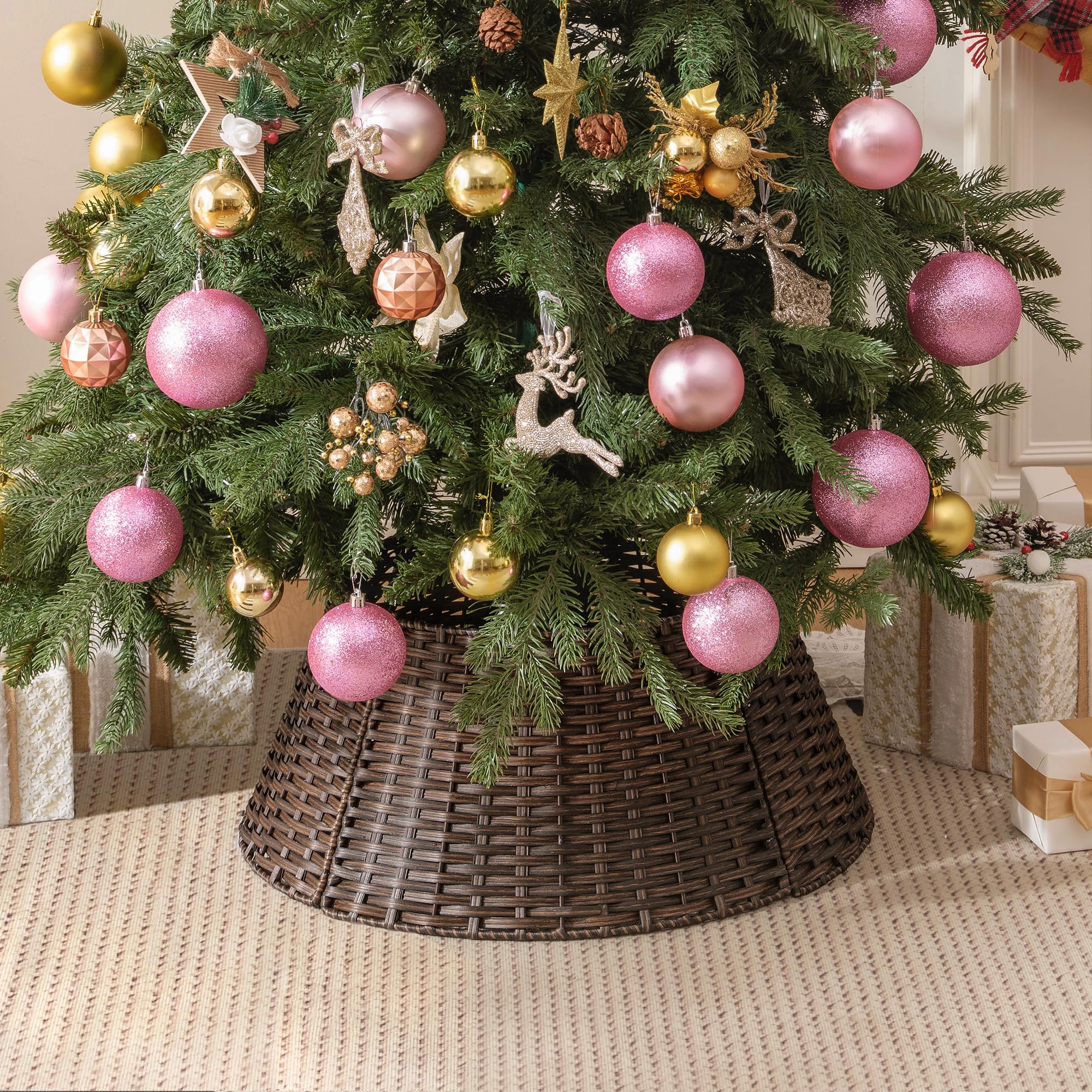 Wicker Christmas Tree Collar 22.5" Diameter, Brown