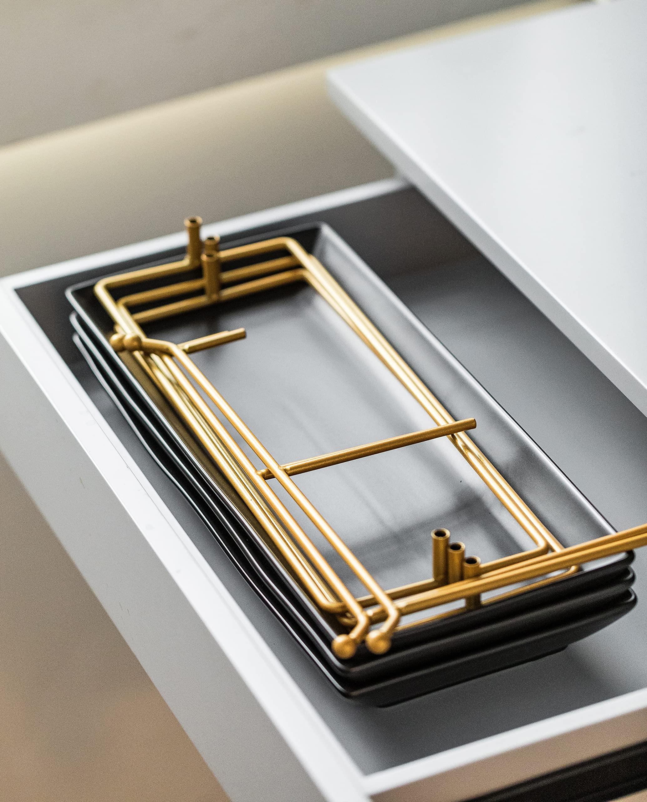 gold frame black serving tray