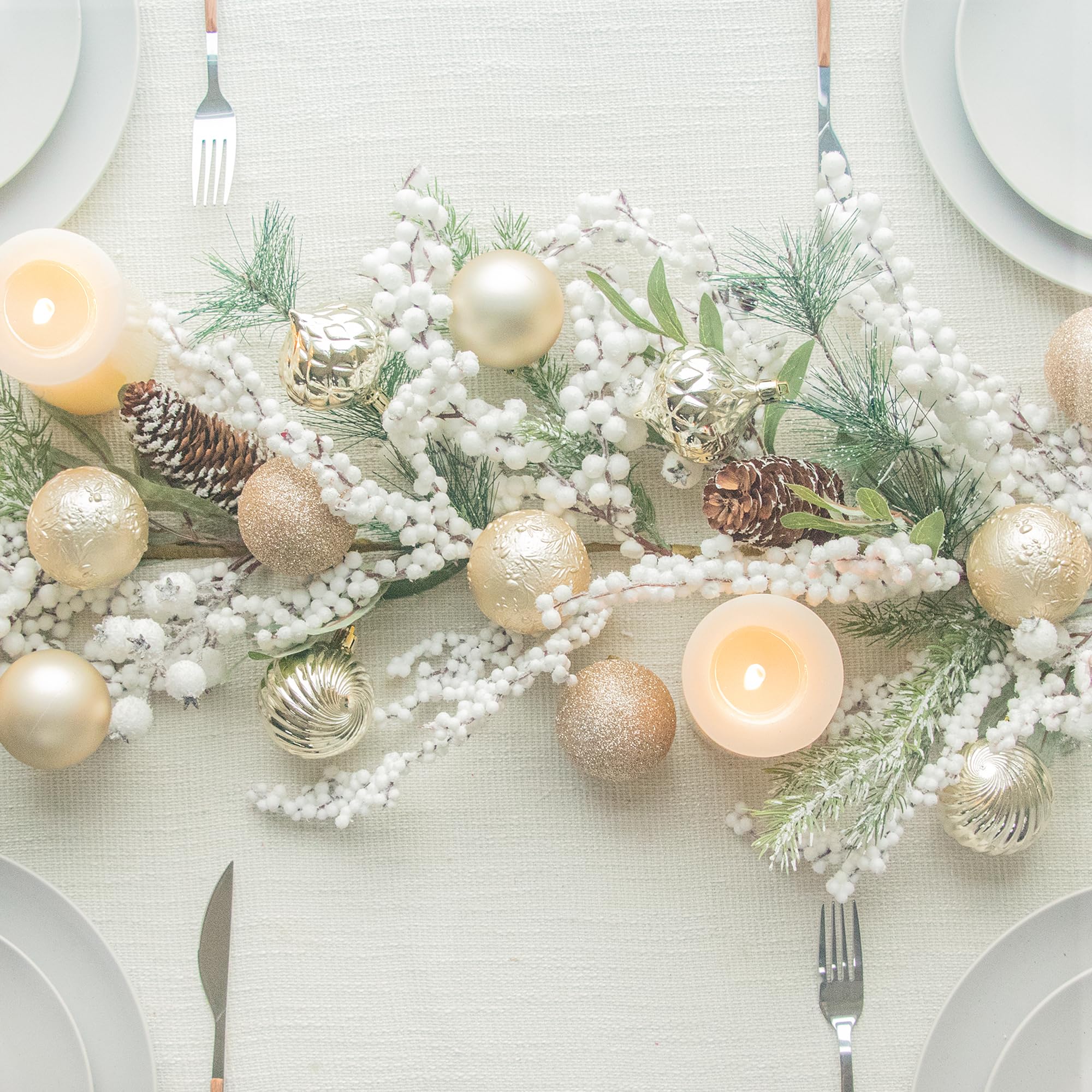 Champagne Christmas Ornaments - Christmas table centerpiece idea - holiday centerpiece