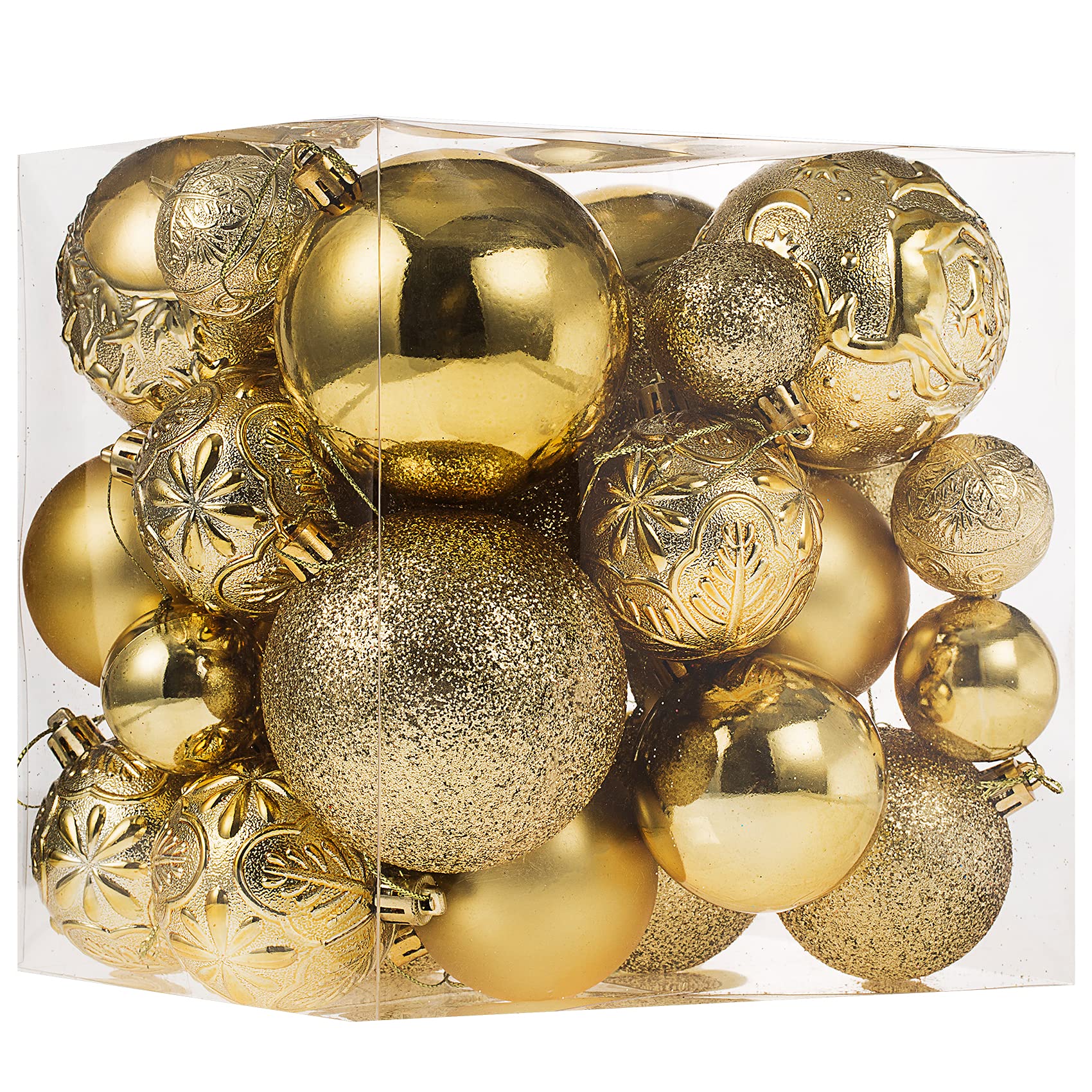 Set of Gold Shatterproof Christmas Ball Ornaments