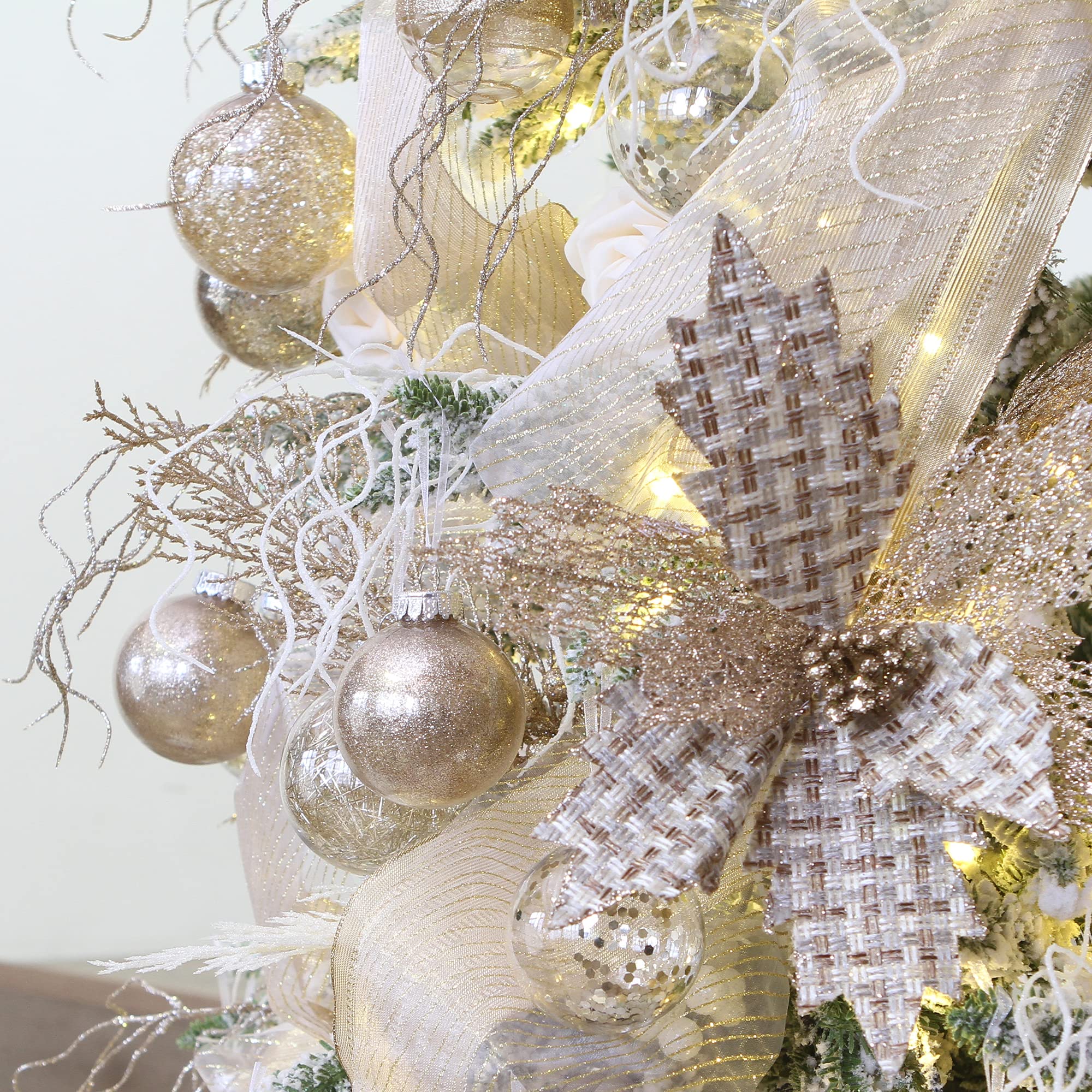 30 Count Champagne 2.36" Plastic Christmas Tree Ball Ornaments Set