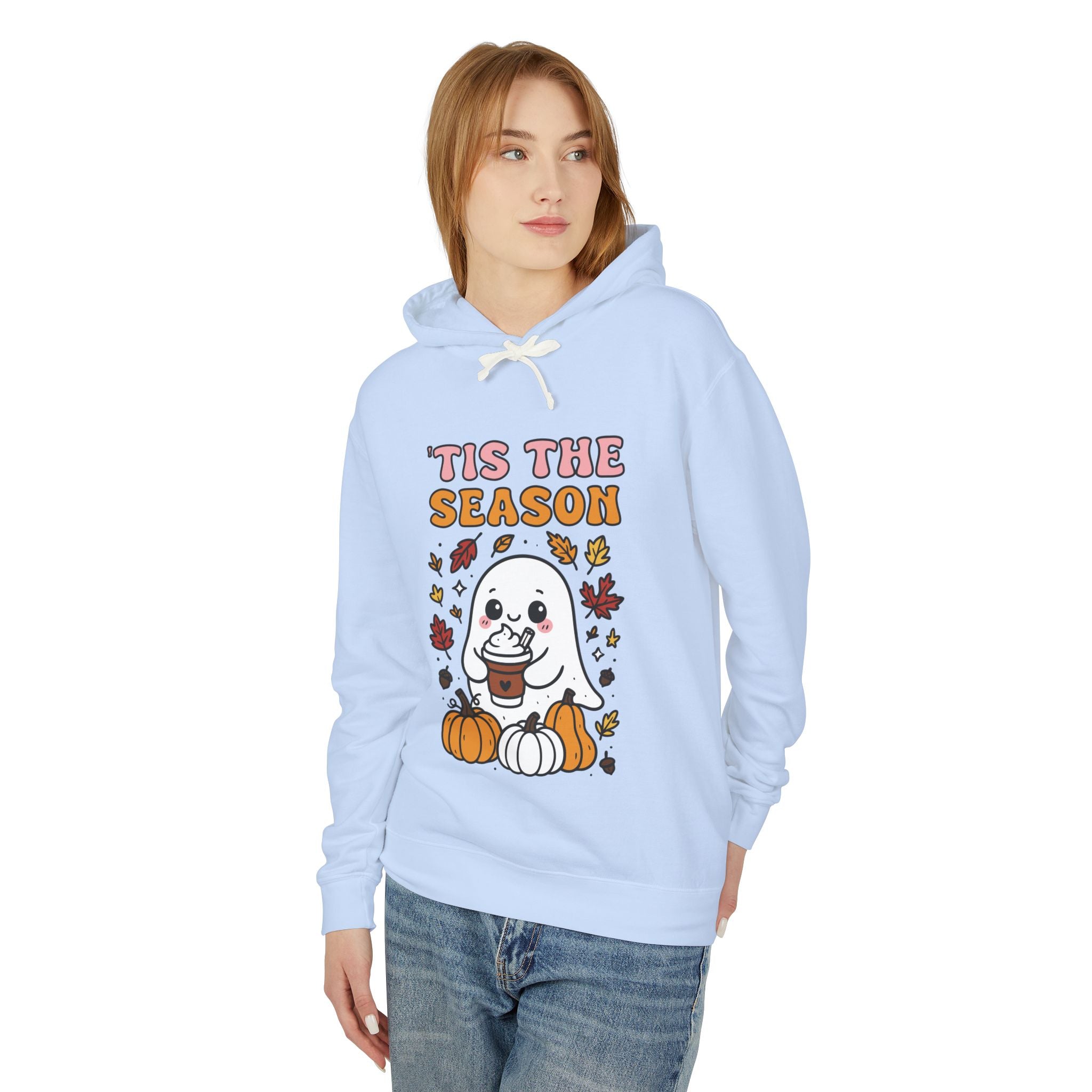 Cozy Halloween Season Hoodie - Cute Ghost Design Fall Sweatshirt