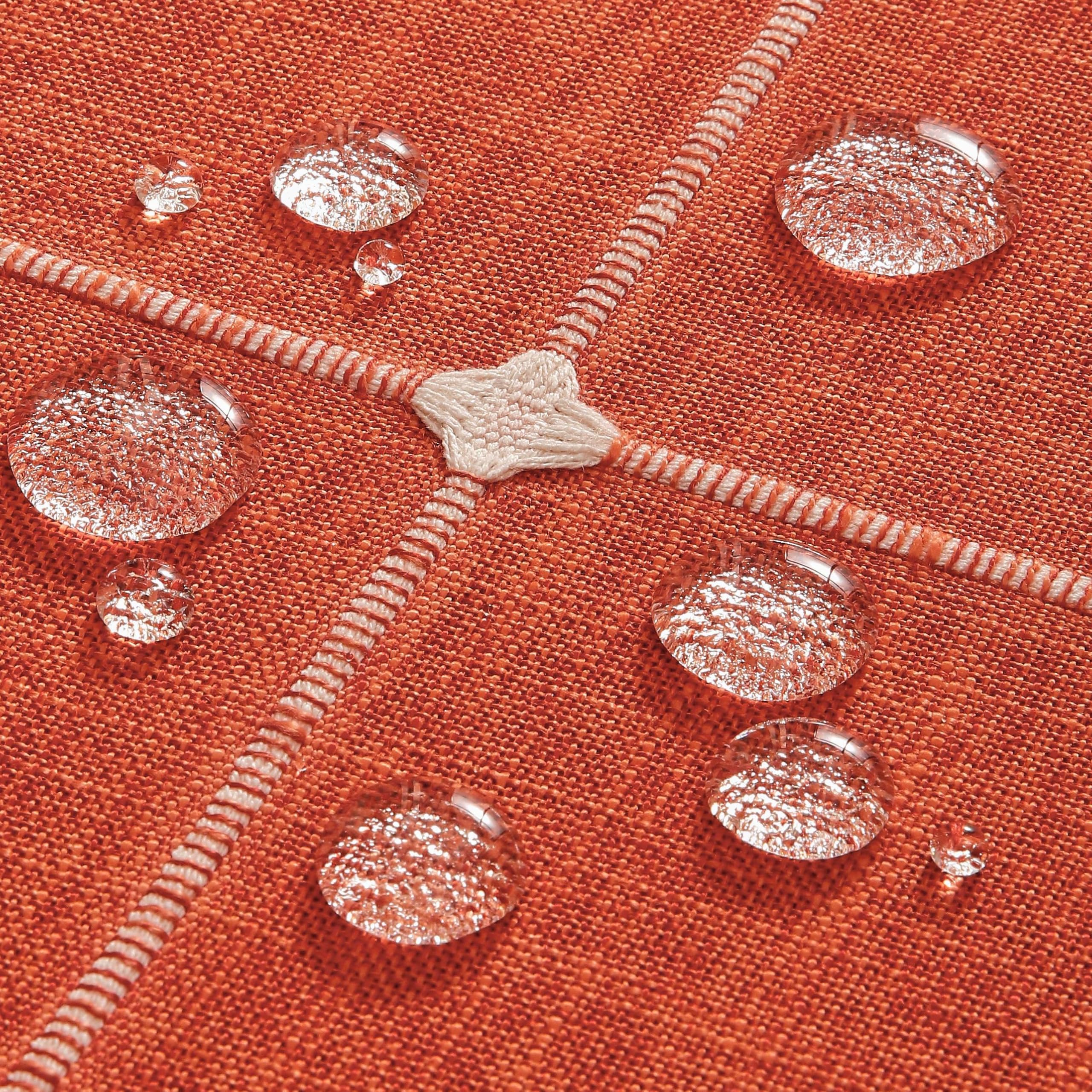 Embroidered Water Resistant Orange Fall Tablecloth