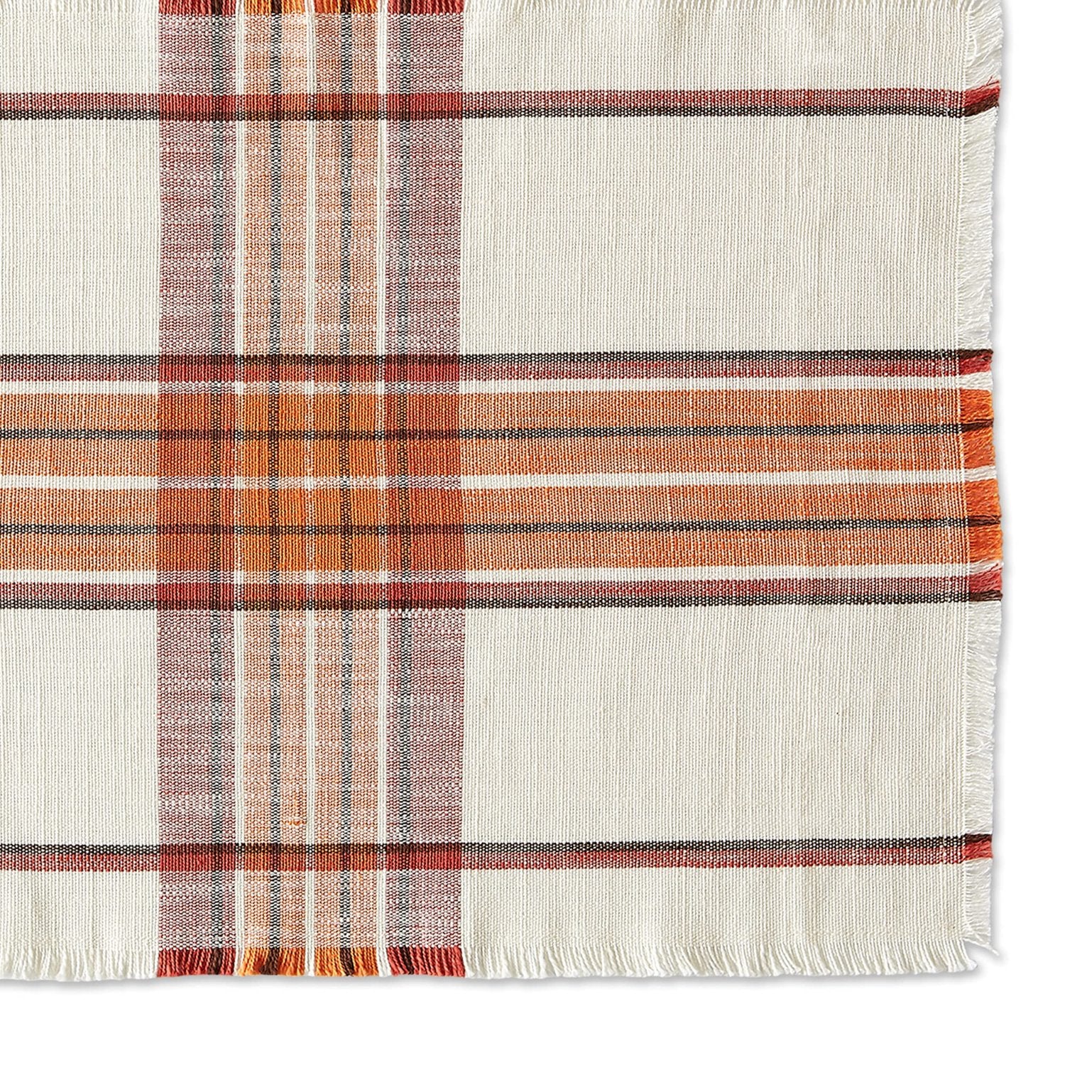 Orange White Plaid Placemat Set - pattern detail