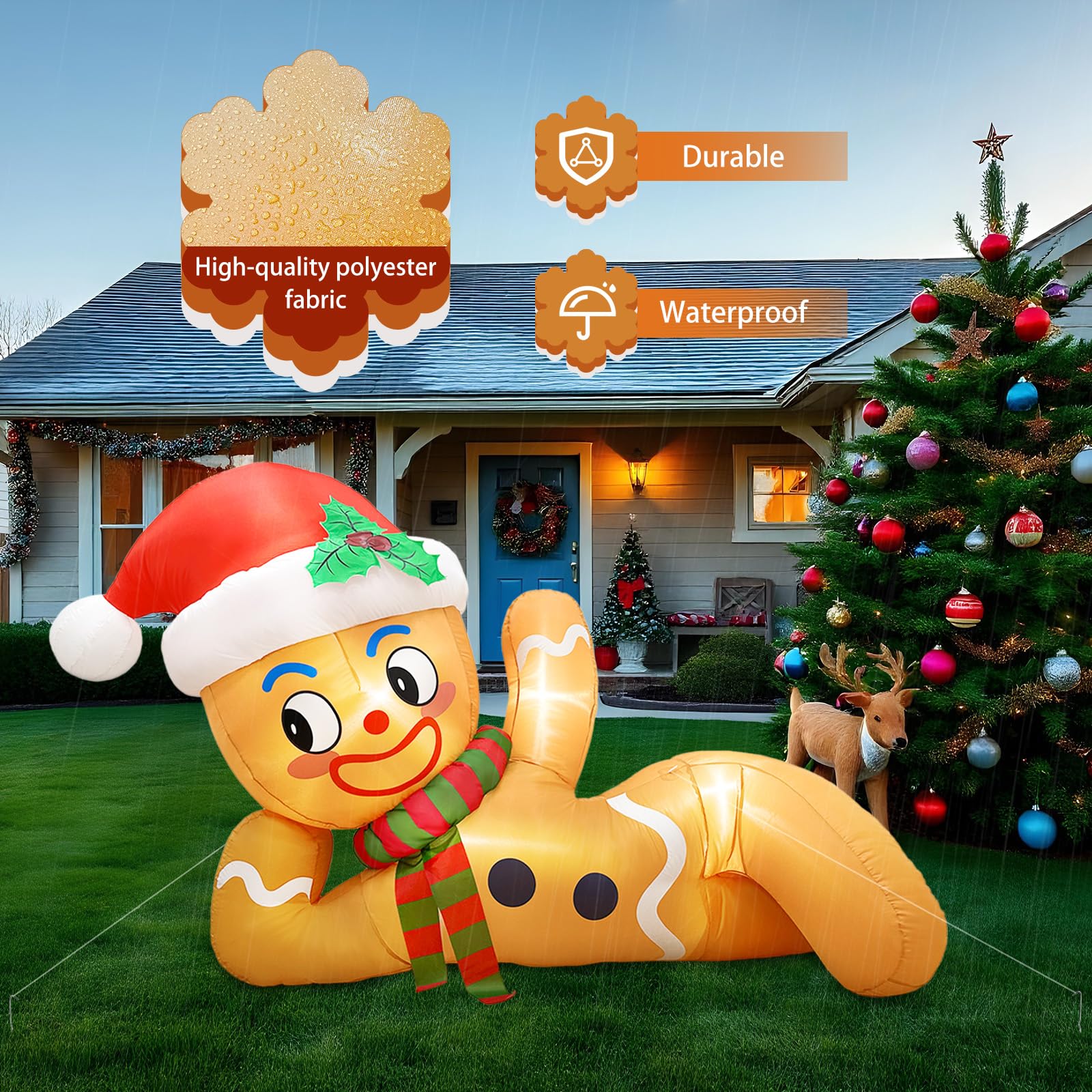 Inflatable Christmas Decoration Gingerbread Person - Durable, waterproof, high quality material