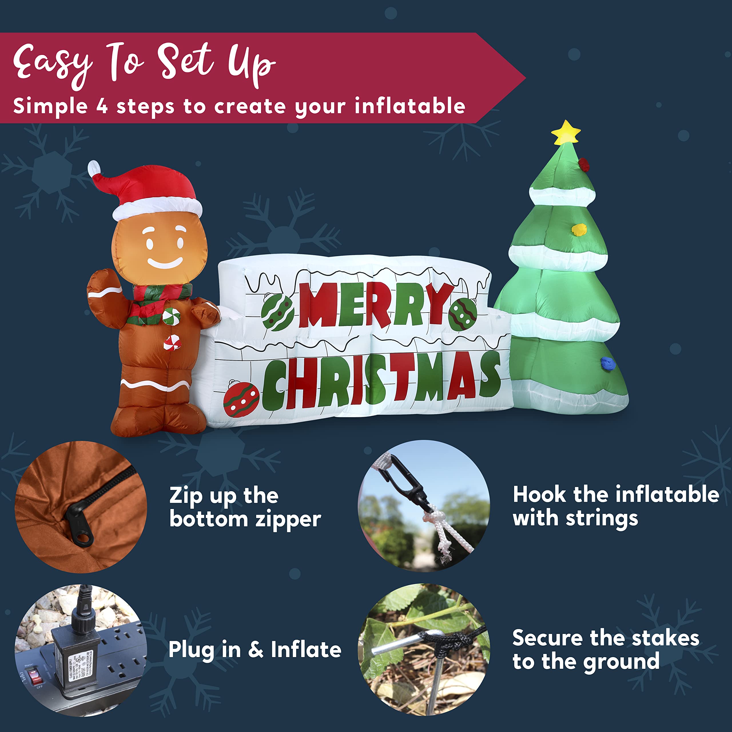 Merry Christmas inflatable decoration is easy to set up