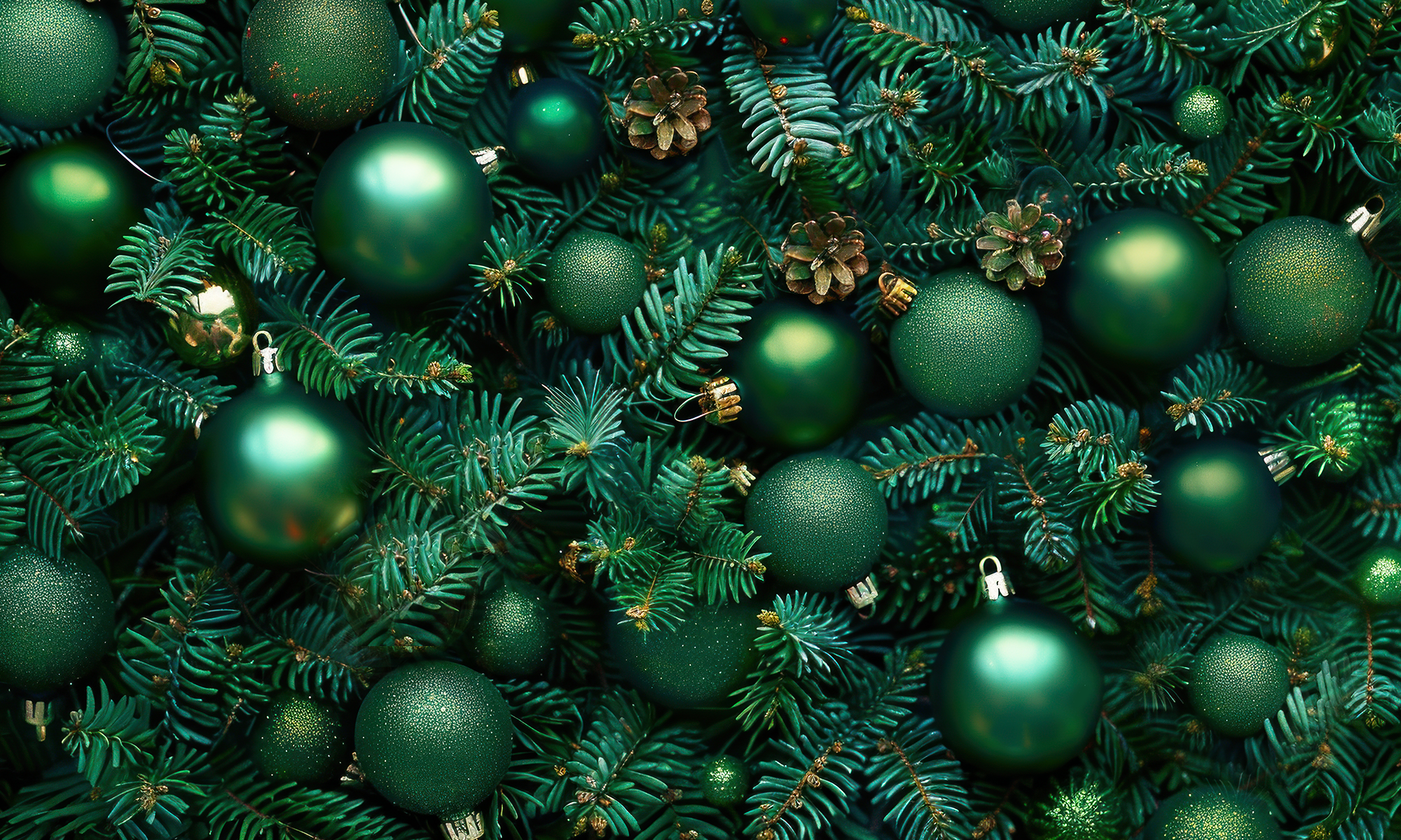 green Christmas ornaments