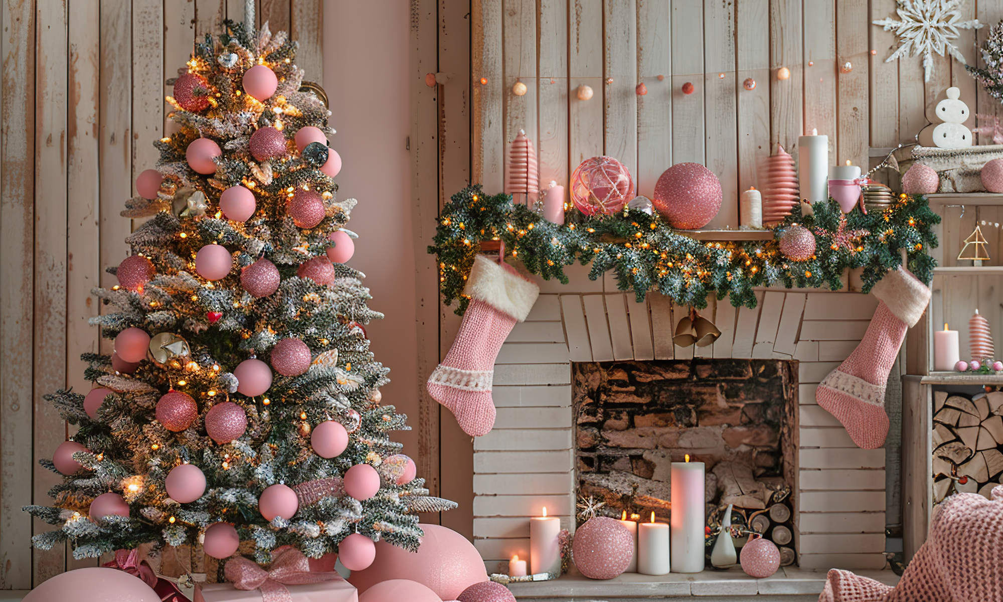 pink christmas decor