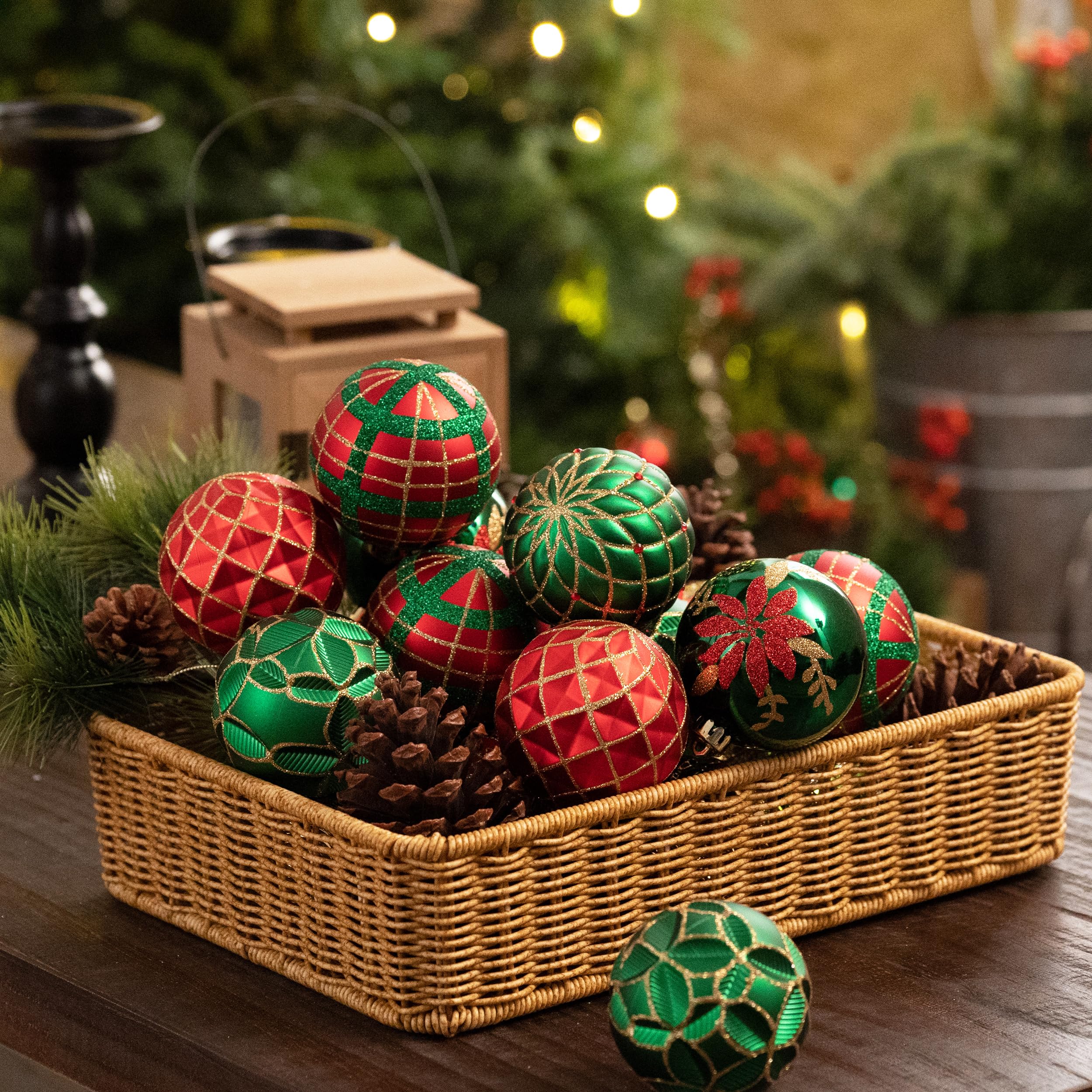 Red and Green Christmas Ornaments Collection