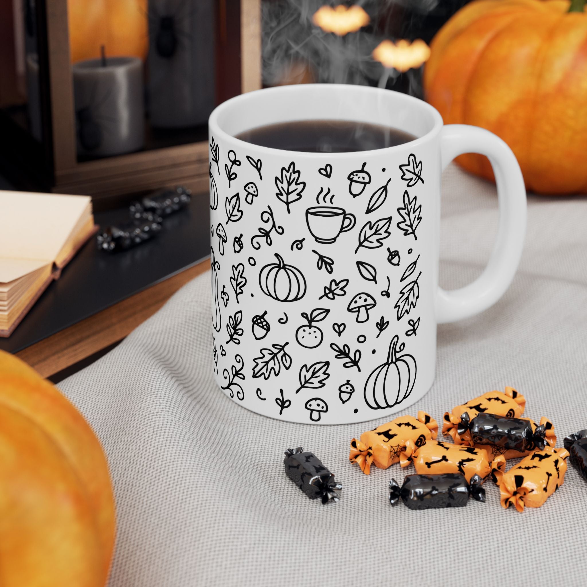 Fall-Themed Ceramic Mug: Cozy Autumn Coffee Cup