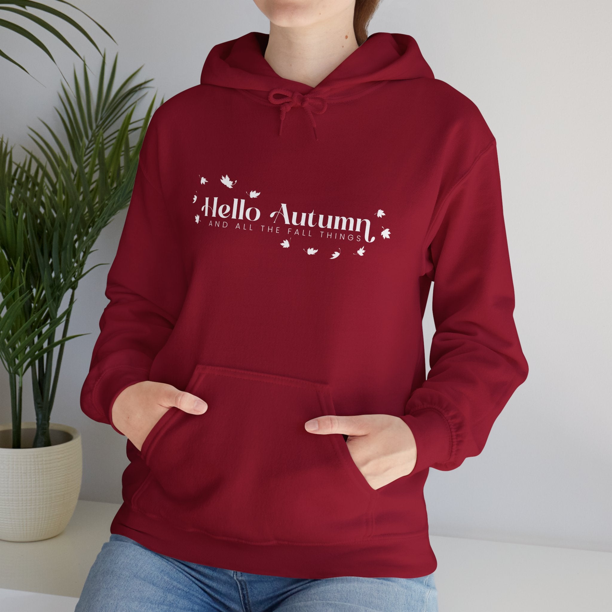 Hello Autumn And All The Fall Things Red Hooded Sweatshirt