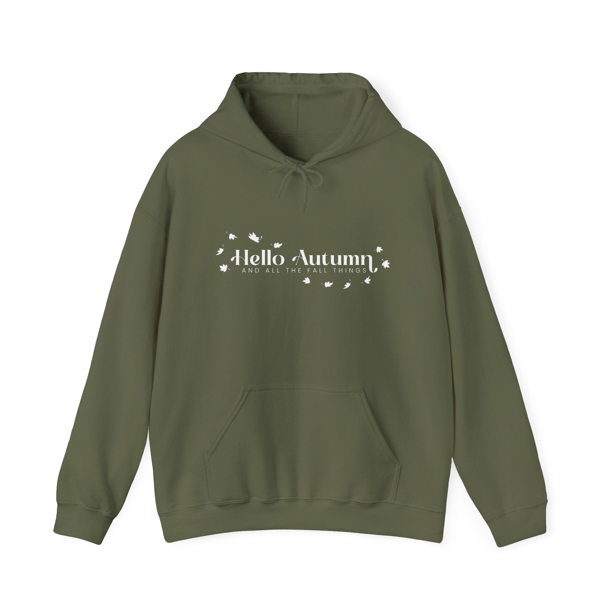 Hello Autumn And All The Fall Things Hoodie Olive Green