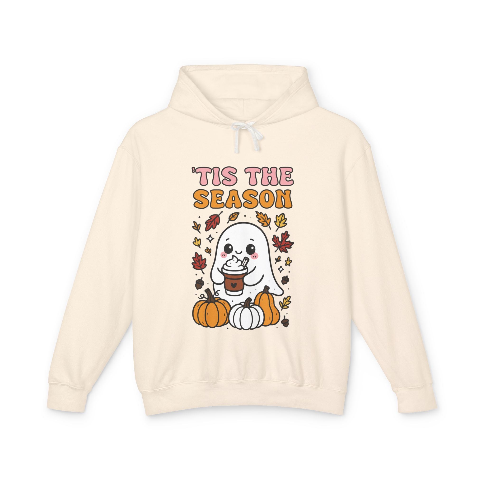 Cozy Halloween Season Hoodie - Cute Ghost Design Fall Sweatshirt