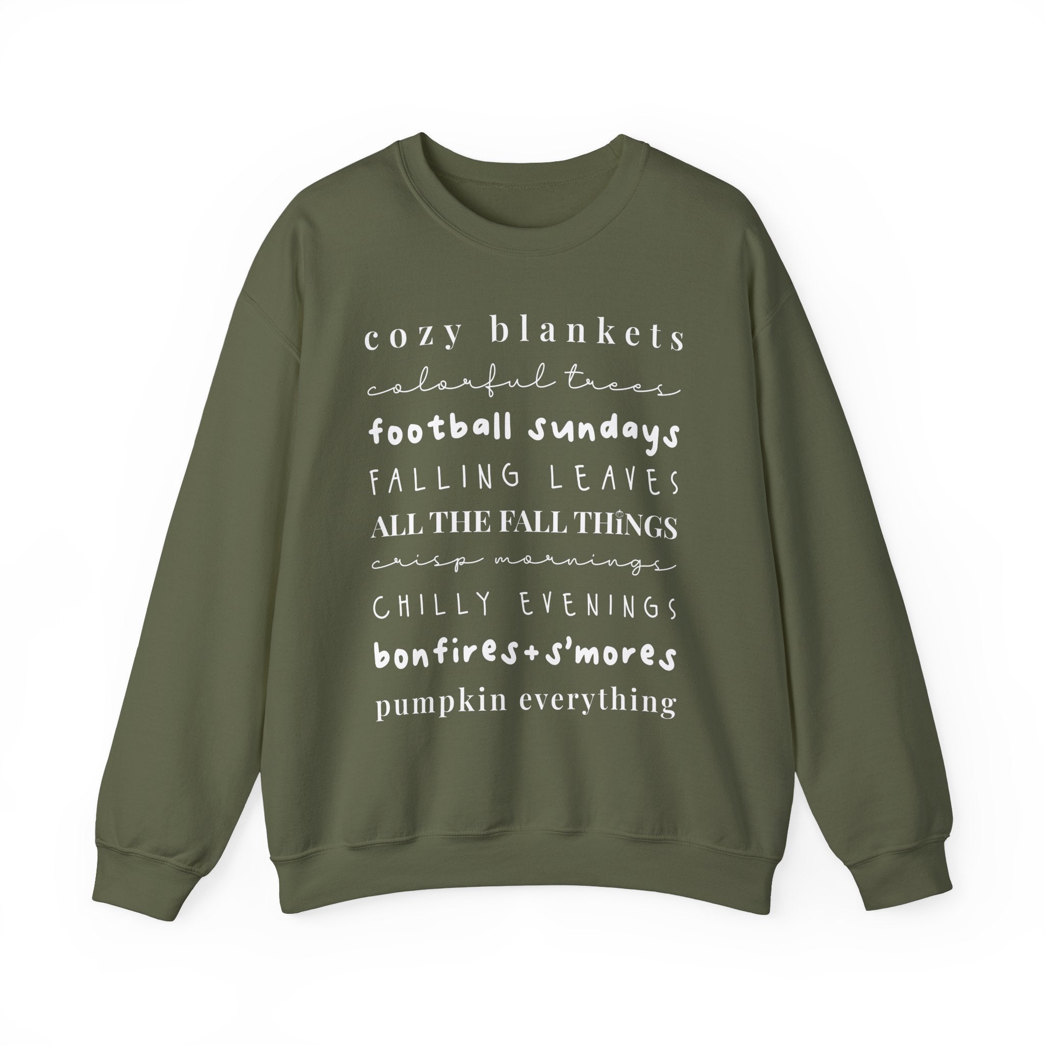 Fall Things Crewneck Sweatshirt Olive Green