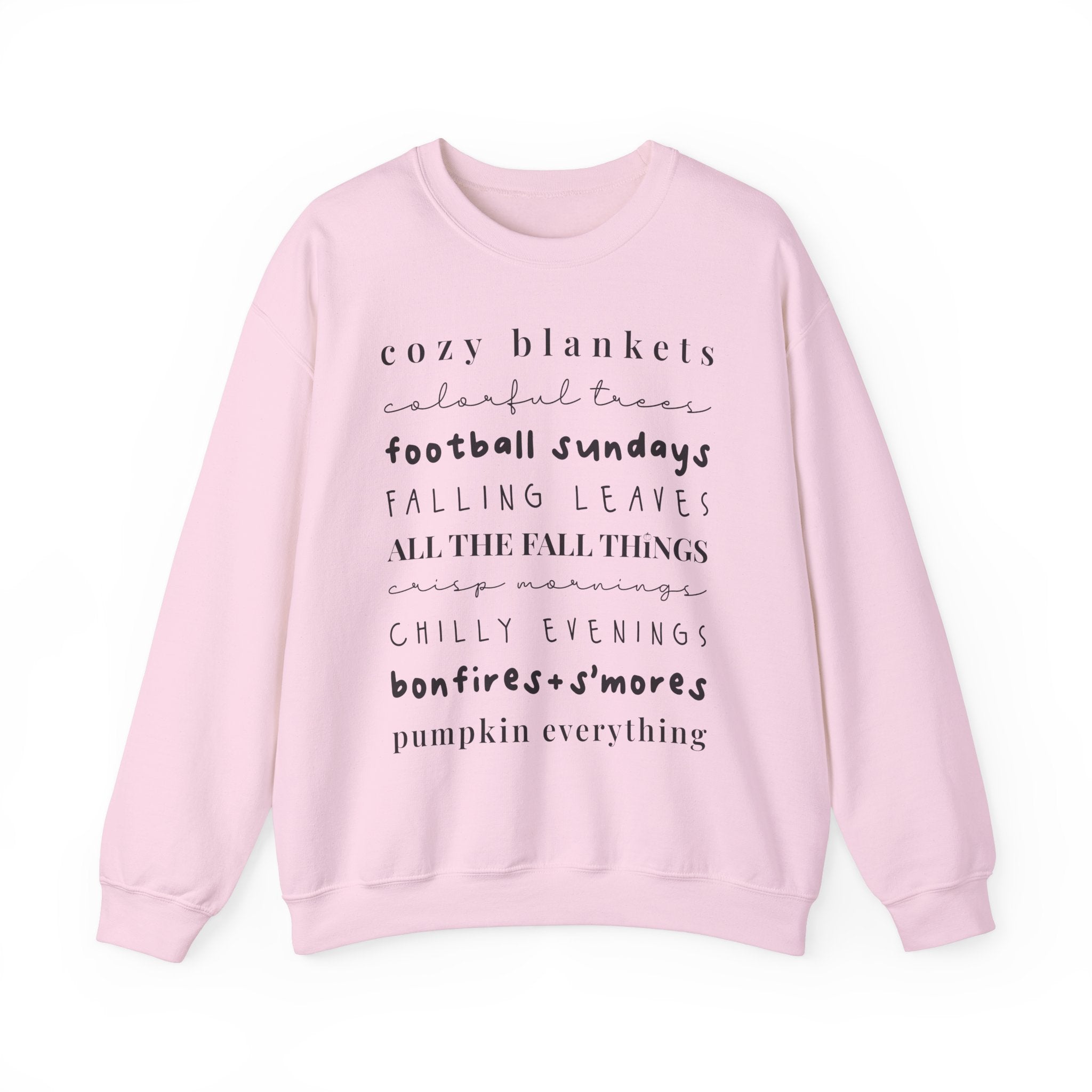 Fall Things Crewneck Sweatshirt Light Pink