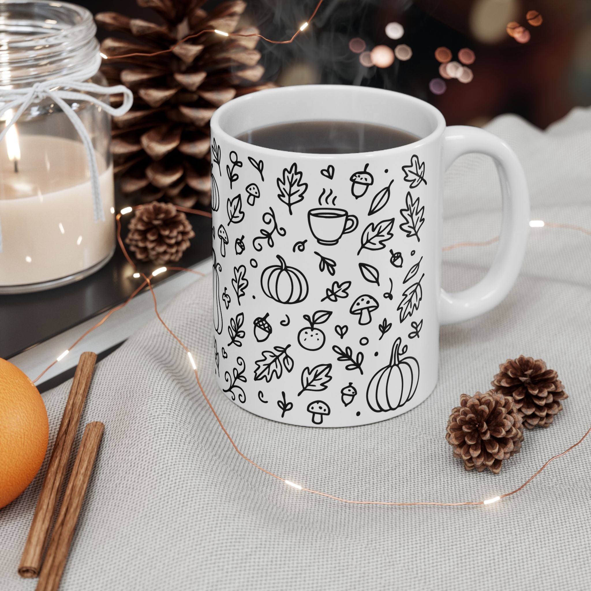 Fall-Themed Ceramic Mug: Cozy Autumn Coffee Cup