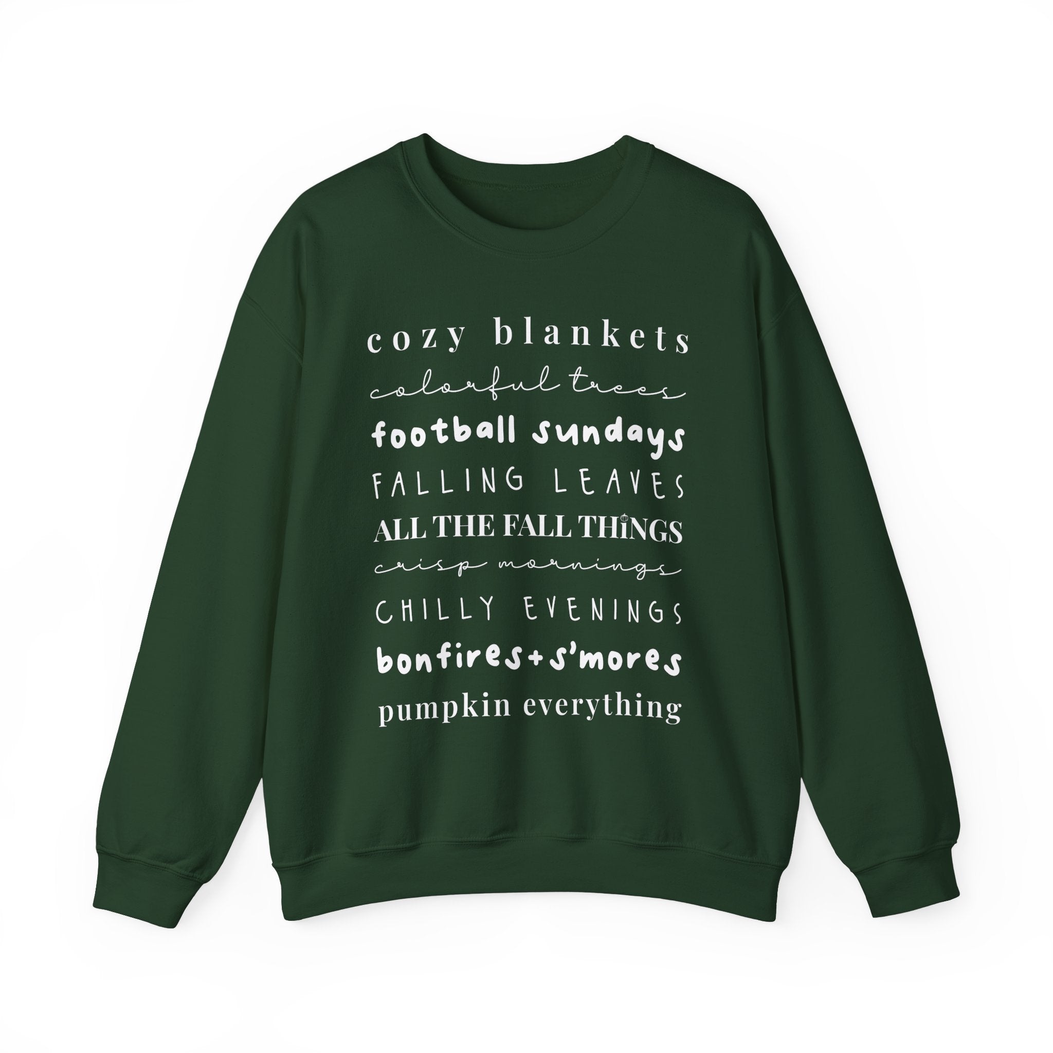 Fall Things Crewneck Sweatshirt Dark Green