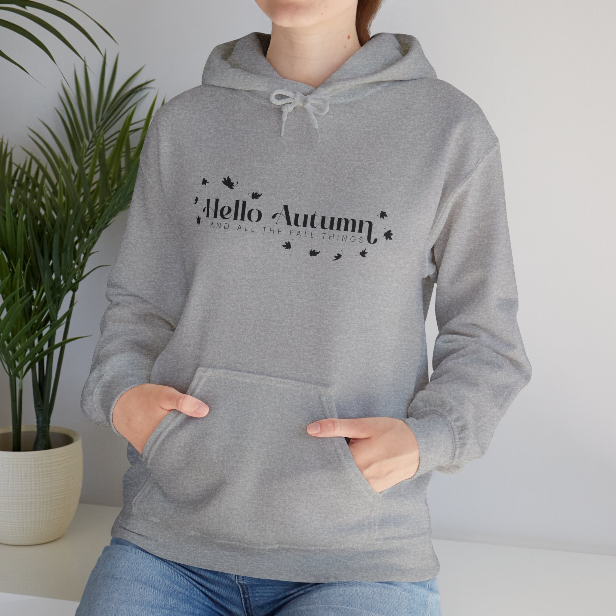 Hello Autumn And All The Fall Things Light Grey Hooded Sweatshirt