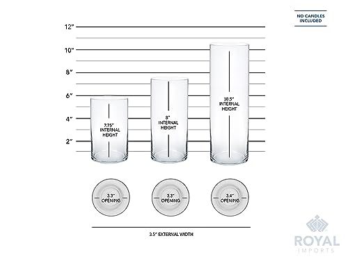 Glass Cylinder Centerpiece Vases Set of 3 - Hurricane Candle Holder