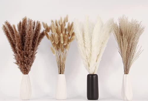 Dried Pampas Grass Decor, 100 PCS Pampas Grass (White and Brown)