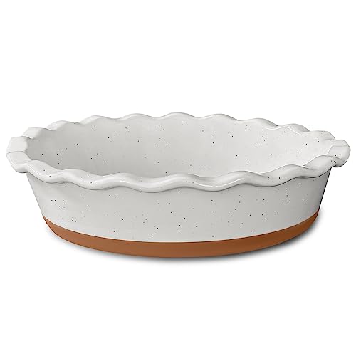 Ceramic Deep Fluted Pie Dish for Baking - 9 inch