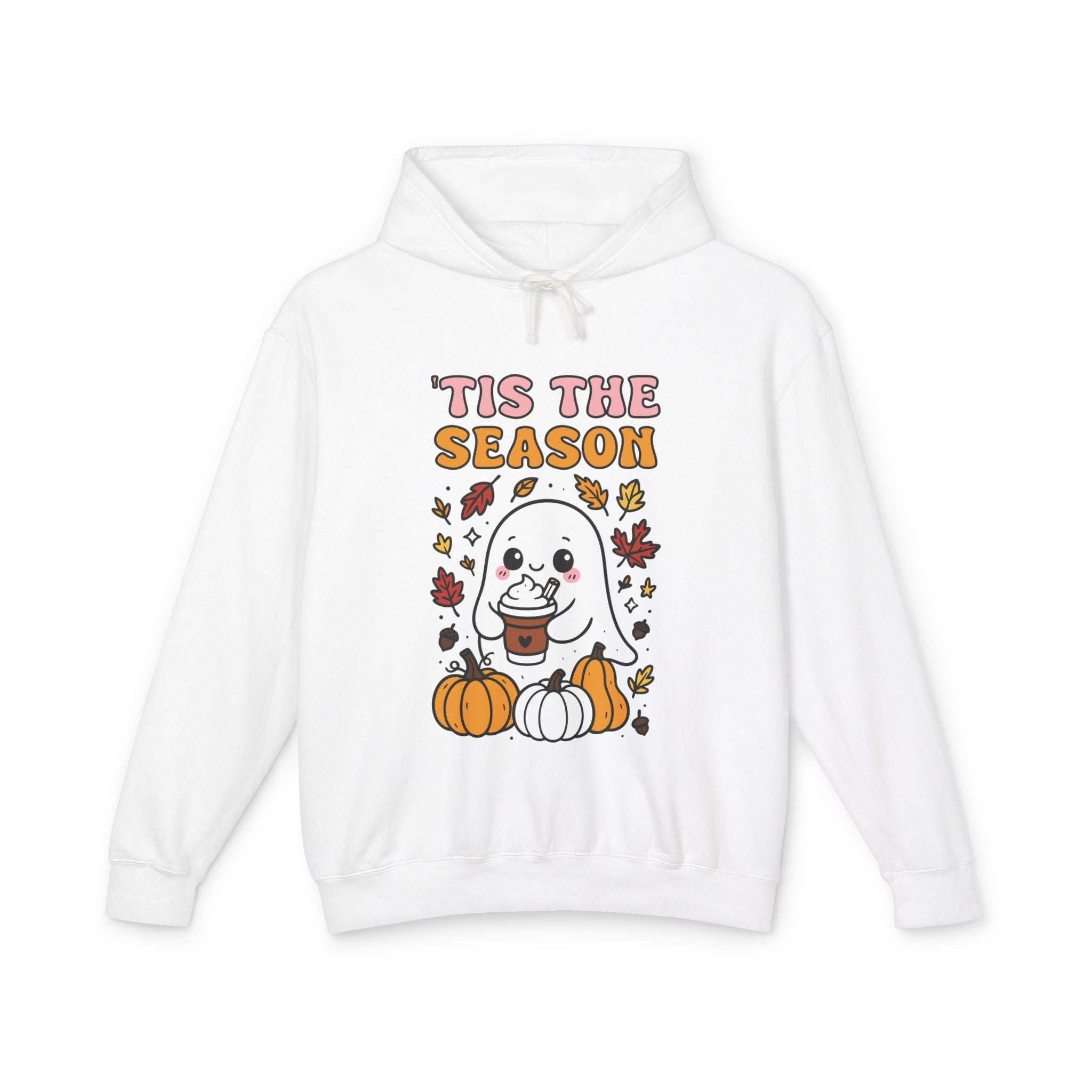 Cozy Halloween Season Hoodie - Cute Ghost Design Fall Sweatshirt