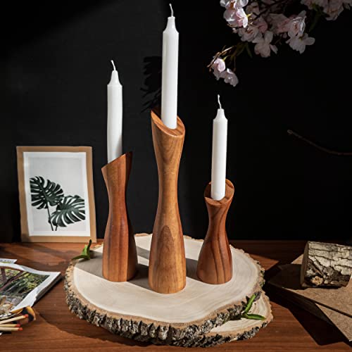 Wood candle holders for table centerpiece (9",8",6") - (fits 7/8" candles)