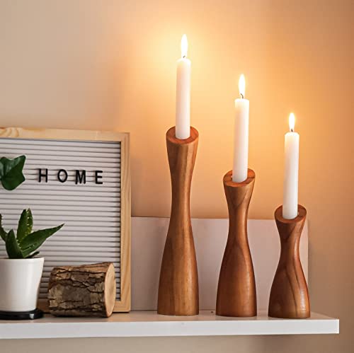 Wood candle holders for table centerpiece (9",8",6") - (fits 7/8" candles)