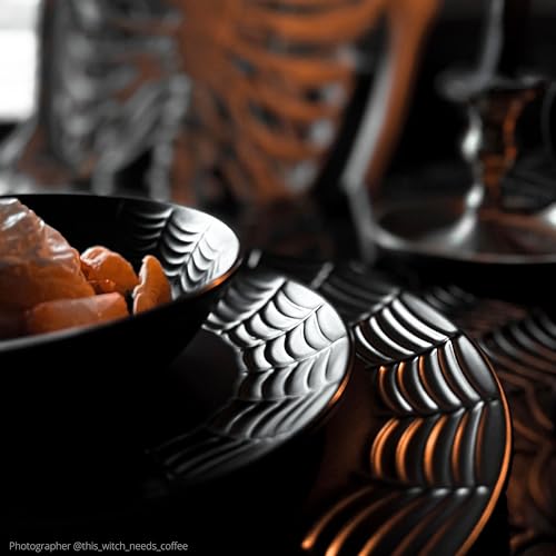 Spiderweb Dinnerware Set (16 Pieces) - Black Matte Porcelain