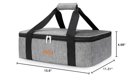 Gray Insulated Casserole Carrier for Hot or Cold Food Size