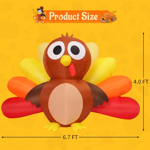 6.7 FT Long Thanksgiving Inflatable Turkey Baby with LEDs