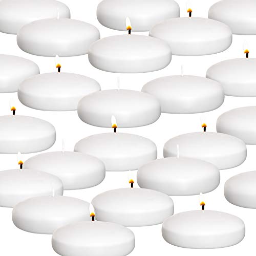 Floating Candles, Unscented Dripless Wax Discs (12, White, 3 Inch)