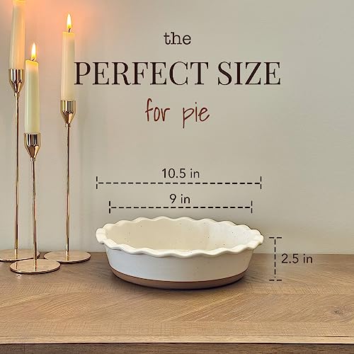 Ceramic Deep Fluted Pie Dish for Baking - 9 inch