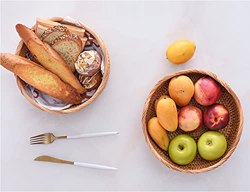 Natural Rattan Round Fruit Basket Bowls (Set of 3)