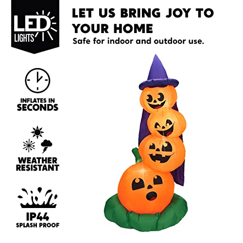 6 FT Halloween Inflatable Stacked Pumpkins with Build-in LEDs