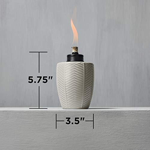 TIKI Brand Table Torch Glass Herringbone White Size