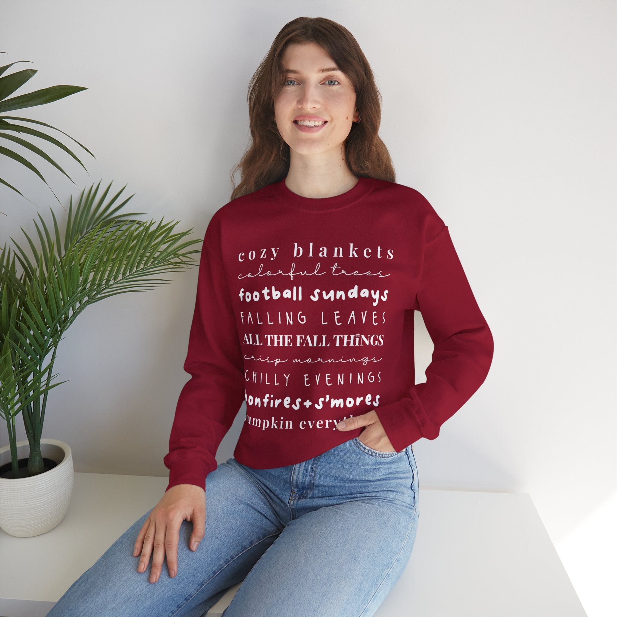 Fall Things Crewneck Sweatshirt Red