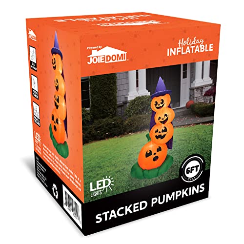 6 FT Halloween Inflatable Stacked Pumpkins with Build-in LEDs