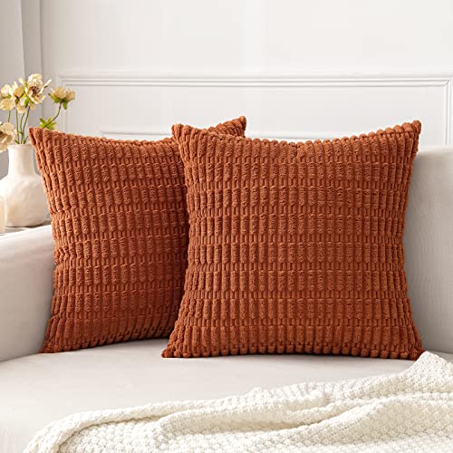 Set of 2 Corduroy Decorative Throw Pillow Covers 18x18 Inch