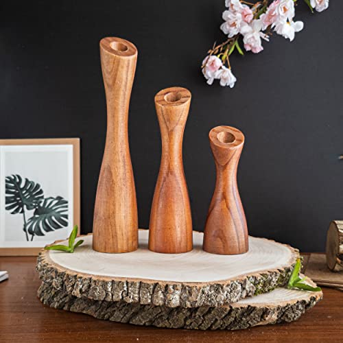 Wood candle holders for table centerpiece (9",8",6") - (fits 7/8" candles)