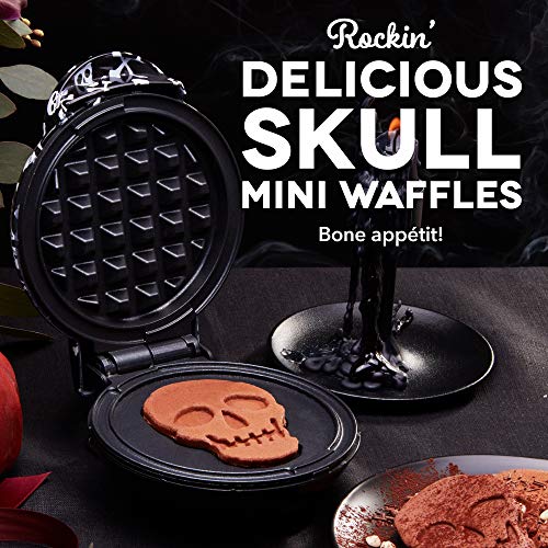 Mini Waffle Maker Machine, Black Skull 4 Inch