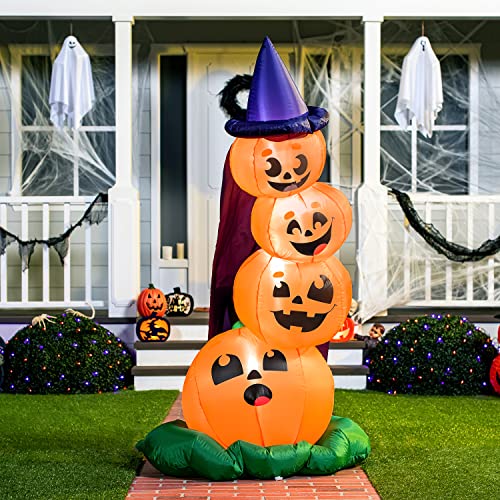 6 FT Halloween Inflatable Stacked Pumpkins with Build-in LEDs